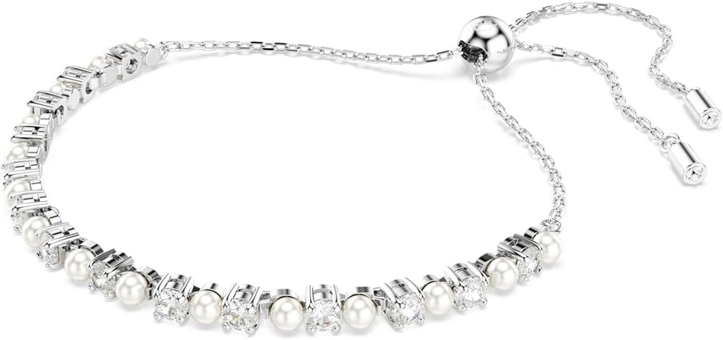 Swarovski Matrix Pendant, Earrings, Bracelet, Crystal Pearl, Round Cut Clear Crystals, Rhodium and Rose Gold-Tone Finishes