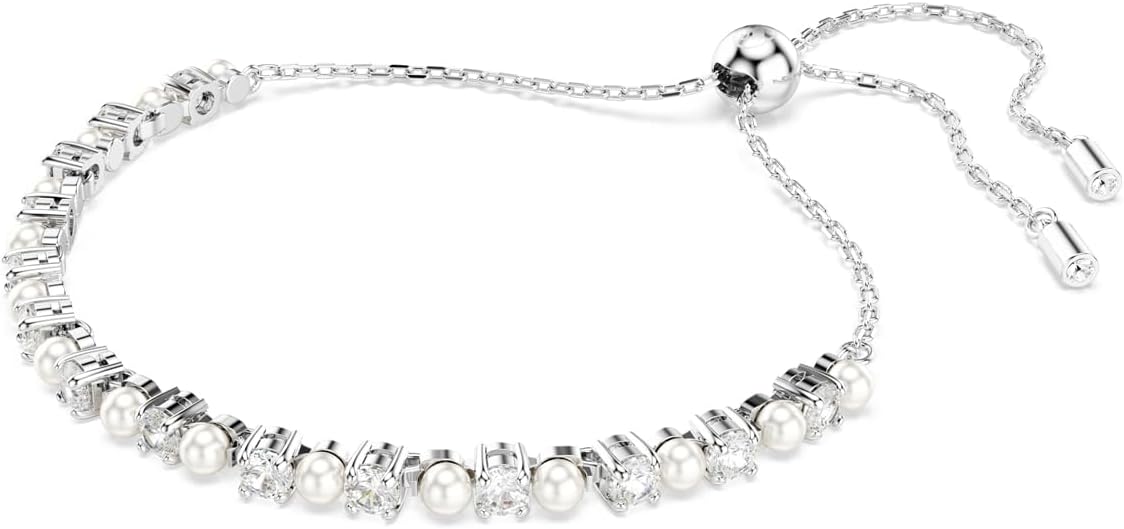Swarovski Matrix Pendant, Earrings, Bracelet, Crystal Pearl, Round Cut Clear Crystals, Rhodium and Rose Gold-Tone Finishes