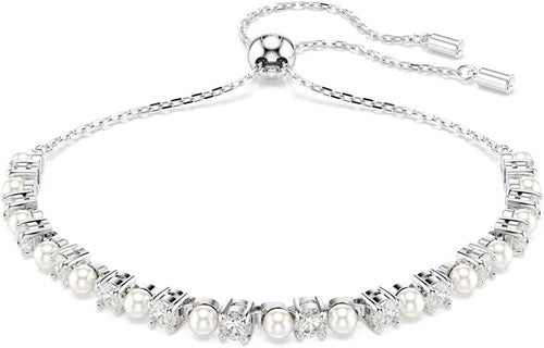 Swarovski Matrix Pendant, Earrings, Bracelet, Crystal Pearl, Round Cut Clear Crystals, Rhodium and Rose Gold-Tone Finishes
