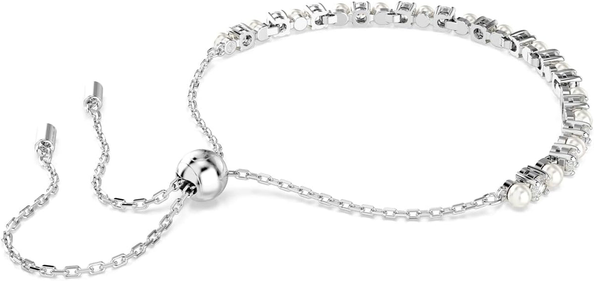 Swarovski Matrix Pendant, Earrings, Bracelet, Crystal Pearl, Round Cut Clear Crystals, Rhodium and Rose Gold-Tone Finishes