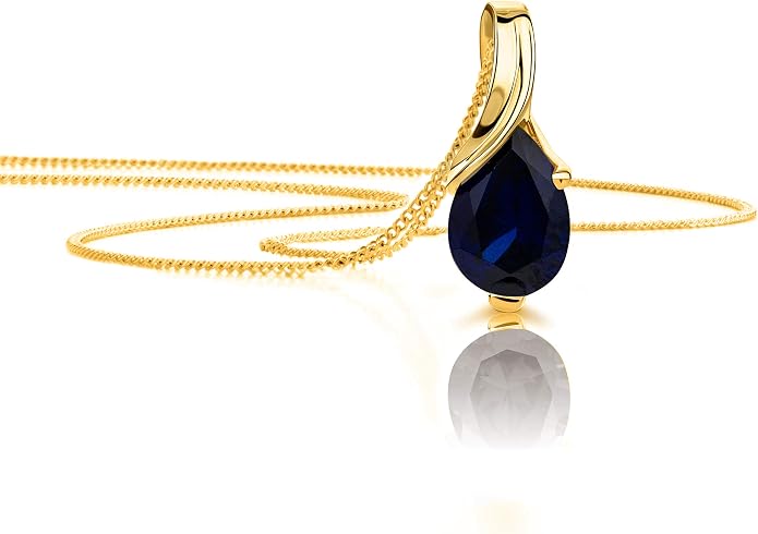 Orovi 14K Gold Necklace for Women in 14K Yellow Gold/White Gold 585 with Ruby/Sapphire/Emerald/Topaz/Amethyst Gemstone/Birthstone Pendant Necklace and Gold Chain 17.7 ″ Long - Women's Jewelry